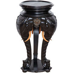 Late 19th Century Anglo-Indian Carved and Ebonized Elephant Form  Stand