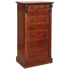 Antique 19th Century English, Mahogany Wellington Chest, Signed W.C. Travers, Longacre