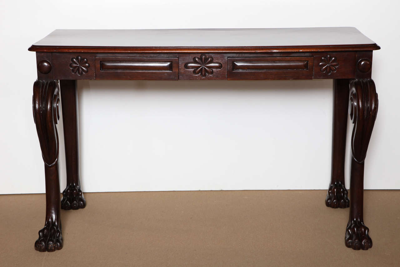 19th Century Irish, Neo-Classical Oak and Mahogany Console with a Drawer
