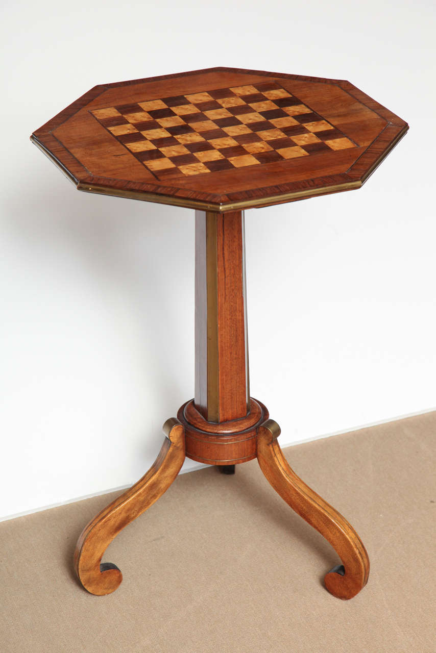 19th Century English, Fruitwood and Brass, Checkerboard Top Table In Excellent Condition In New York, NY