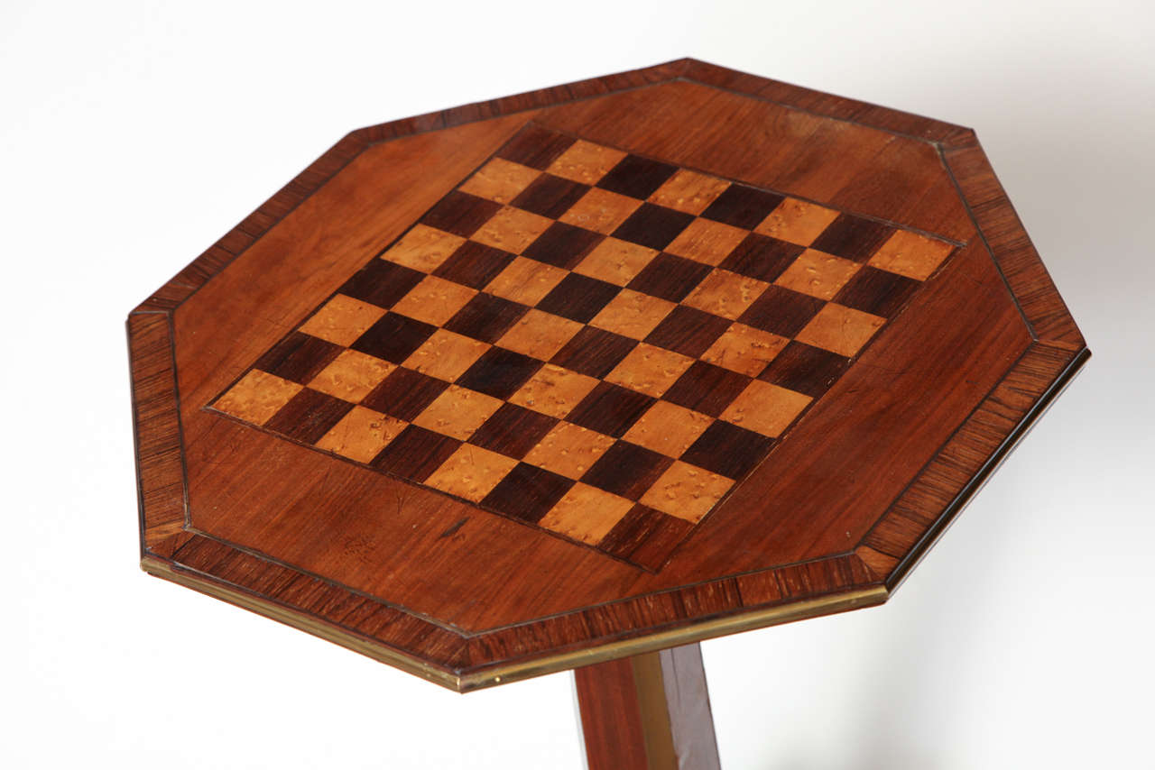 19th Century English, Fruitwood and Brass, Checkerboard Top Table 4