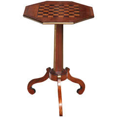 19th Century English, Fruitwood and Brass, Checkerboard Top Table