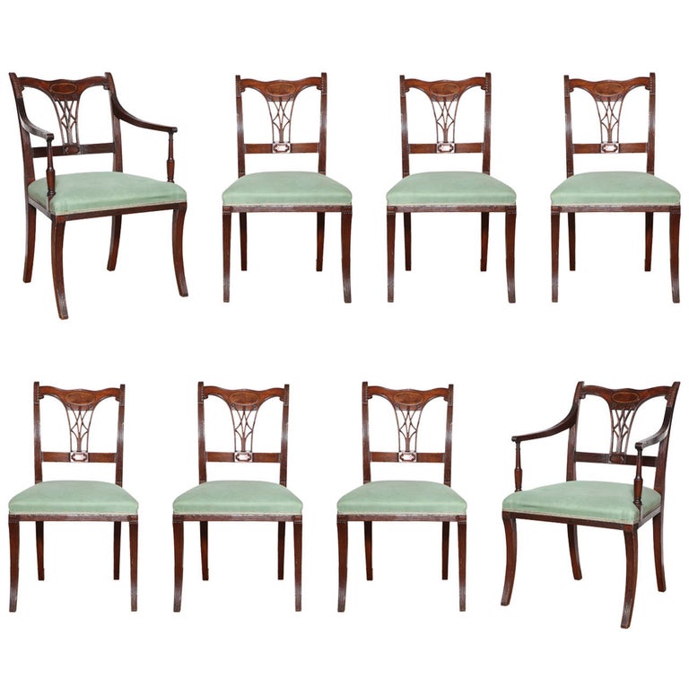 Set of Eight Early 19th Century Irish Regency Mahogany Dining Chairs at