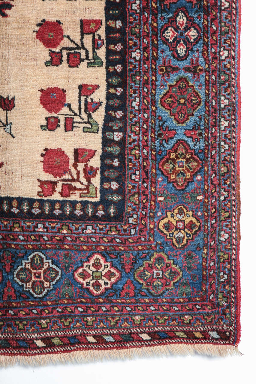 Antique 1890s Persian Afshar Rug, Floral Motif, Wool, 5' x 6' For Sale 1