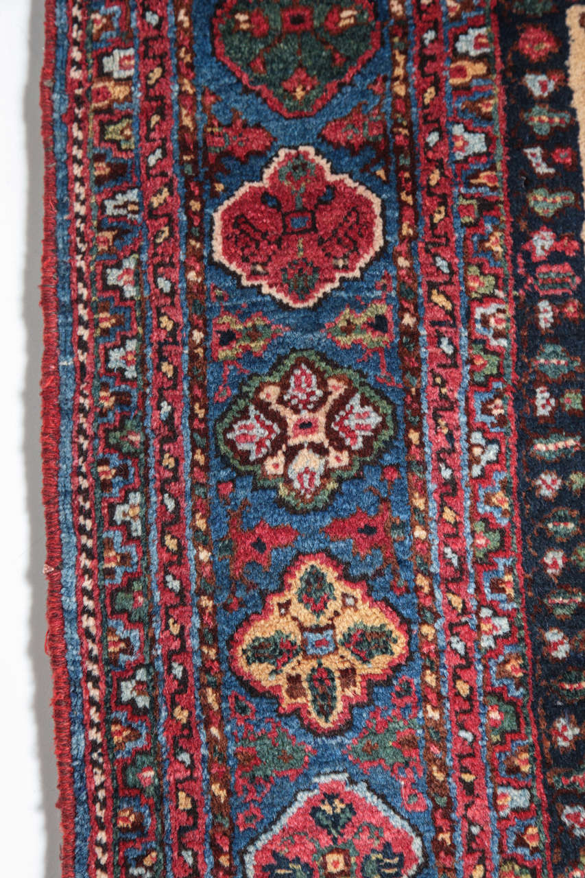 Antique 1890s Persian Afshar Rug, Floral Motif, Wool, 5' x 6' For Sale 3