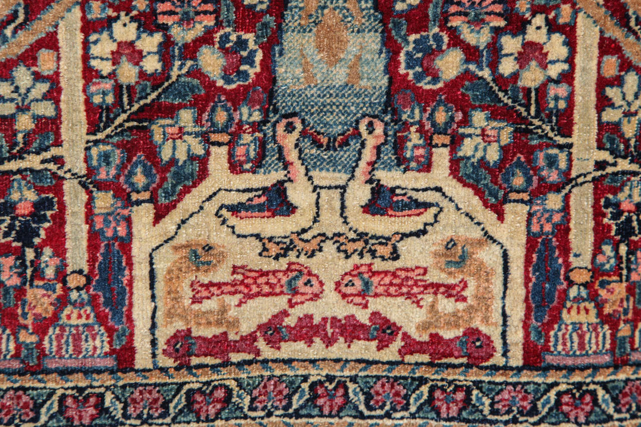 20th Century Antique 1900s Persian Tehran Rug with Tree of Life Design, Wool, 4' x 6' For Sale