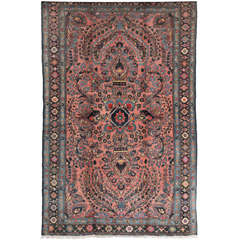 Antique Persian Mohajeran Sarouk Carpet Circa 1910 with Handspun Wool and Vegetable Dyes