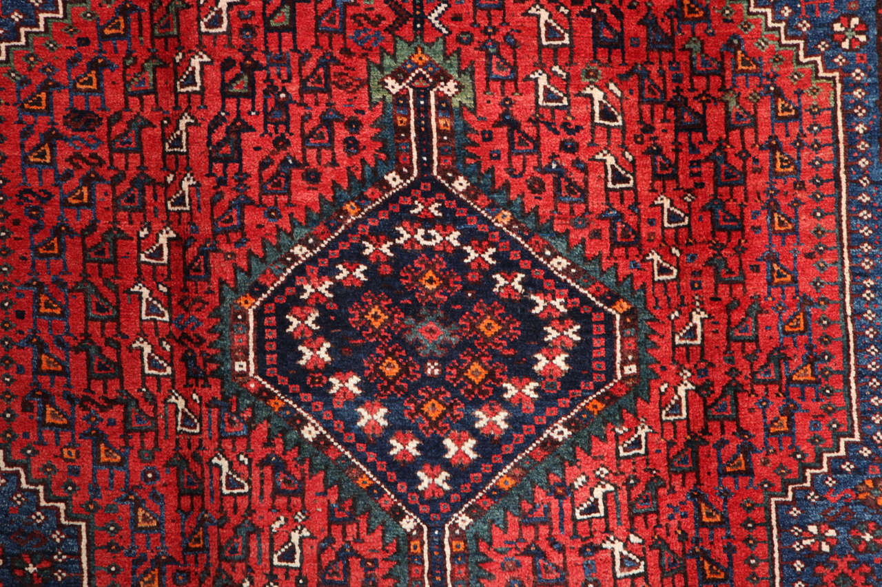 Vegetable Dyed Antique 1920s Persian Qashqai Rug, 5' x 7' For Sale