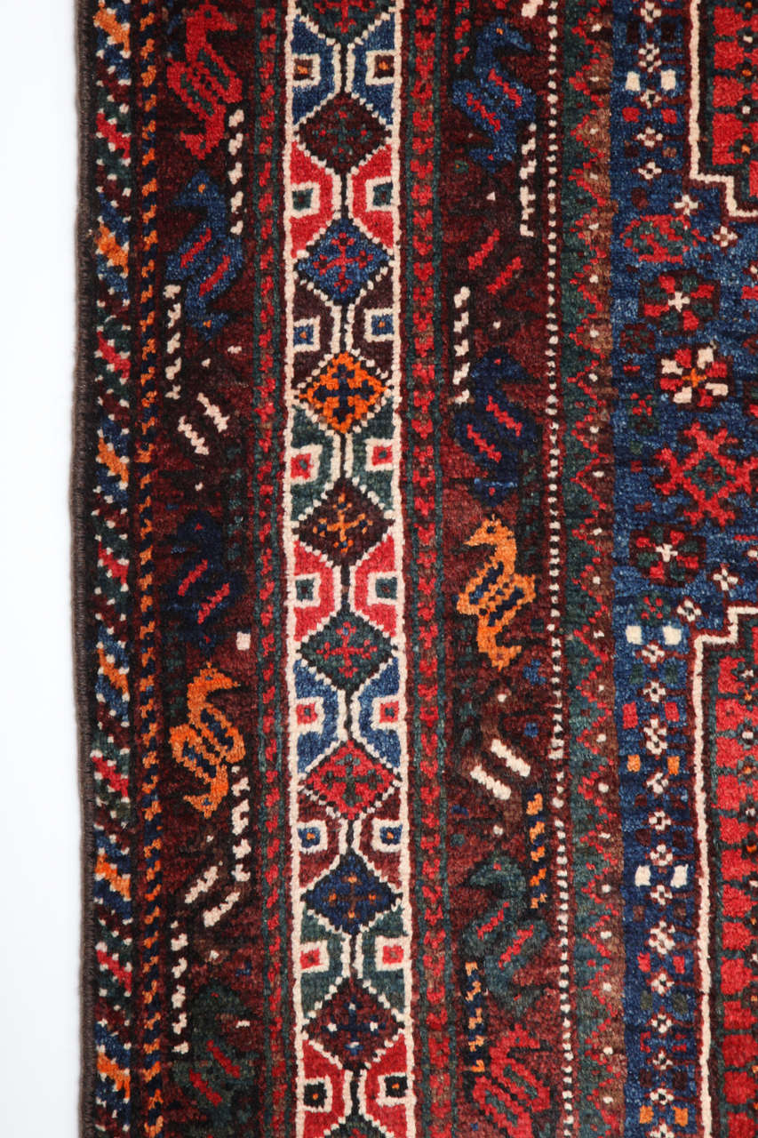 Début du 20ème siècle Ancien tapis persan Qashqai des années 1920, laine, 5' x 7' en vente