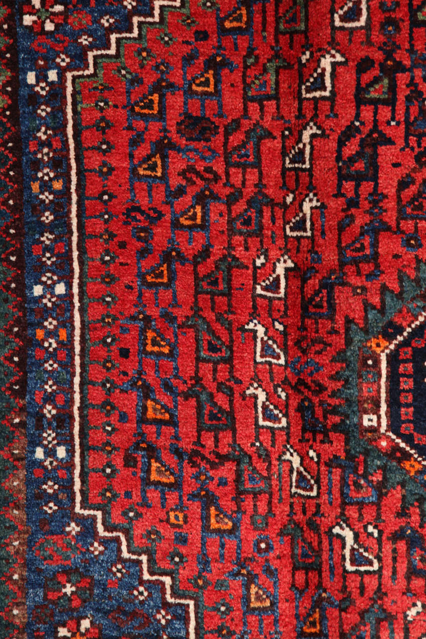 Antique 1920s Persian Qashqai Rug, Wool, 5' x 7' For Sale 1