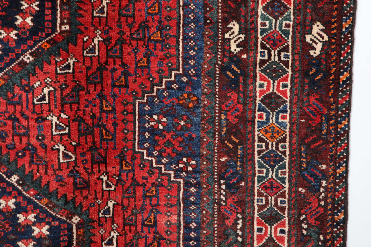 Antique 1920s Persian Qashqai Rug, 5' x 7' For Sale 1