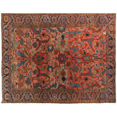 Persian Heriz Serapi Carpet circa 1910 with Handspun Wool and Organic Dyes 8