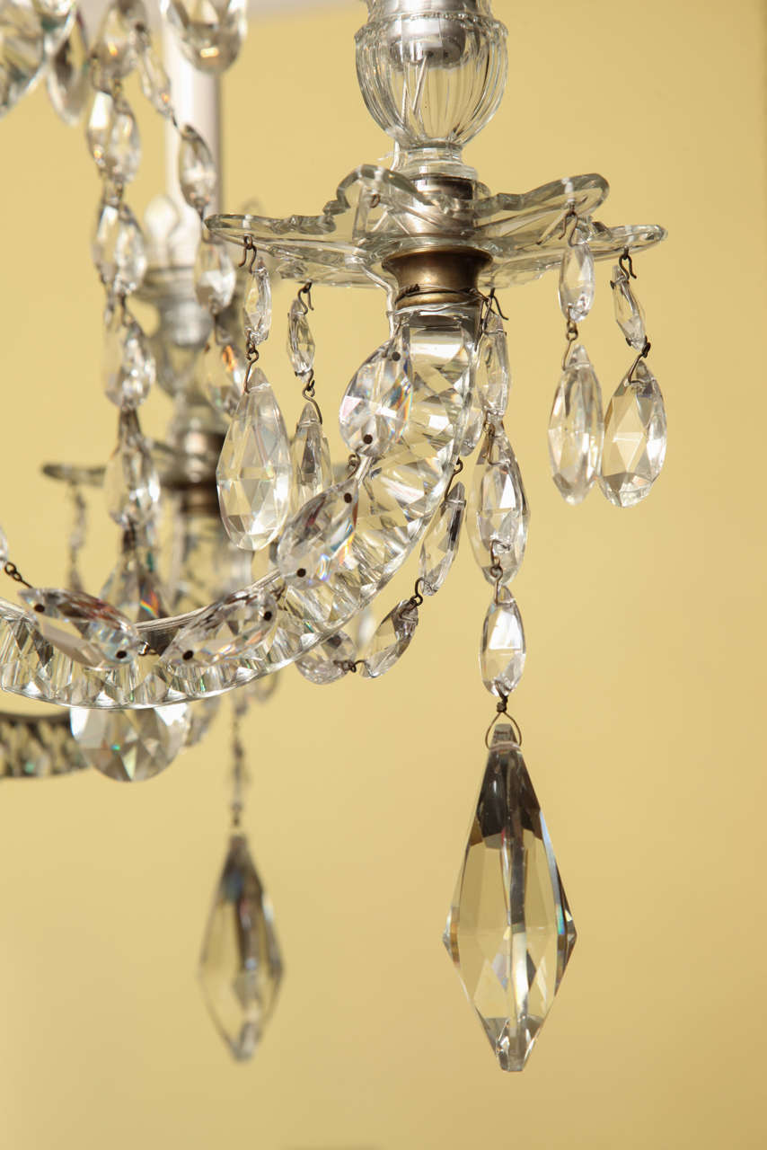 Neoclassical Antique Adam Style Cut Crystal Nine Light Chandelier, c.1900