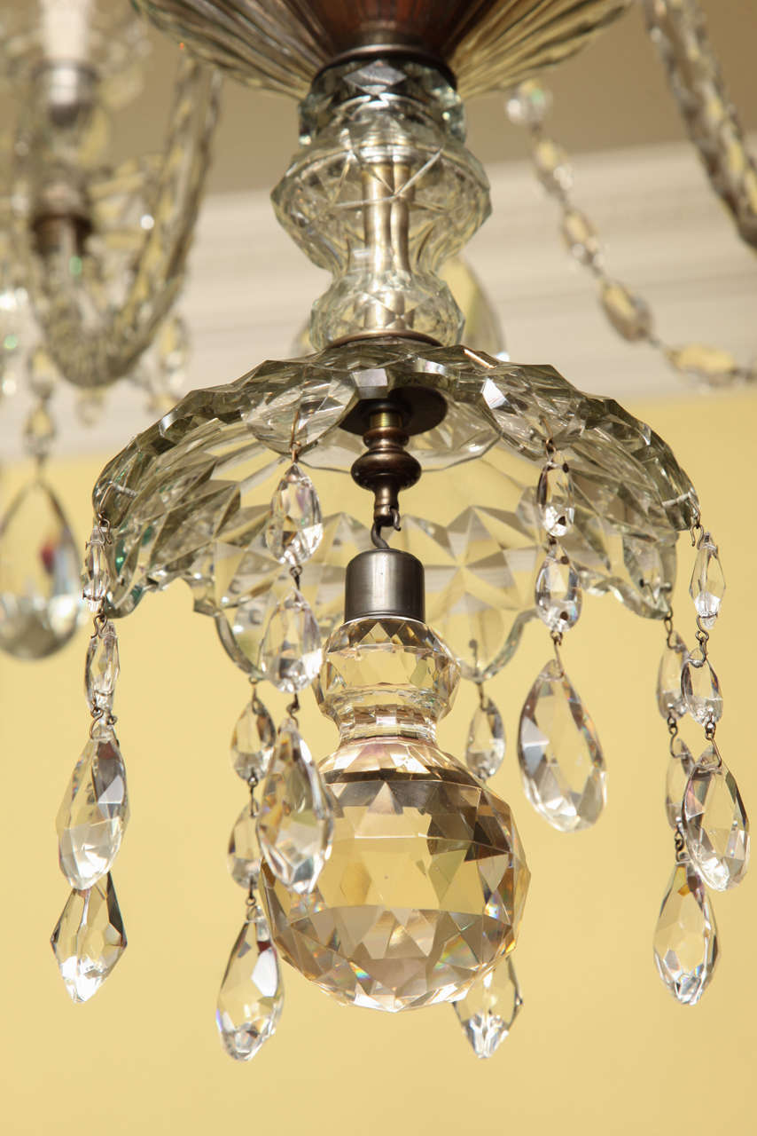 British Antique Adam Style Cut Crystal Nine Light Chandelier, c.1900