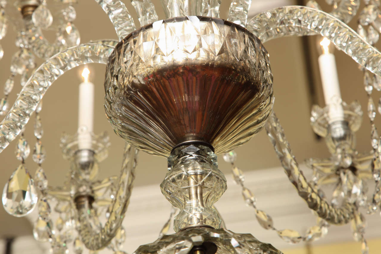 Antique Adam Style Cut Crystal Nine Light Chandelier, c.1900 In Excellent Condition In New York, NY