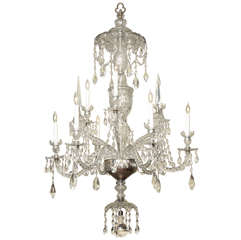 Antique Adam Style Cut Crystal Nine Light Chandelier, c.1900