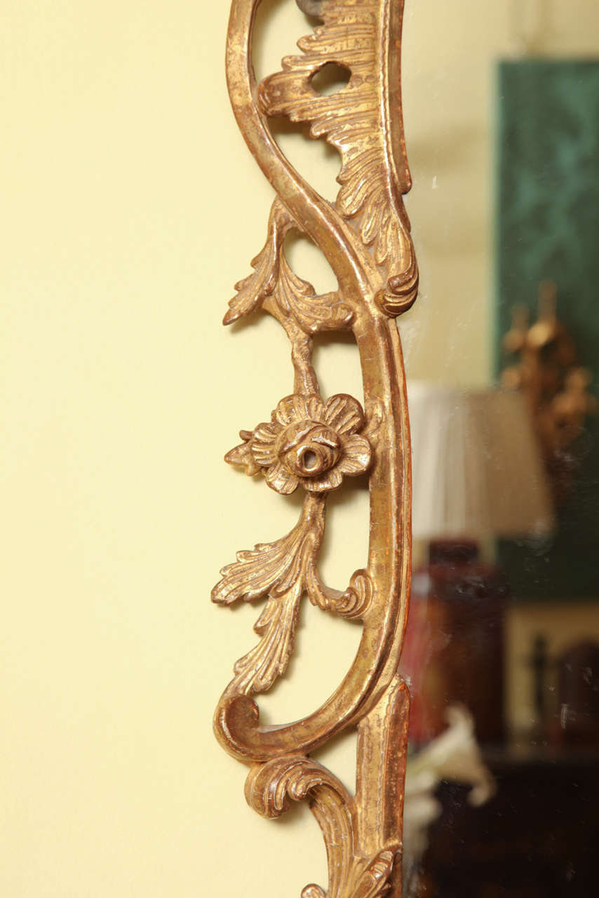 British Antique Pair of Chippendale Carved Giltwood Mirrors, circa 1765