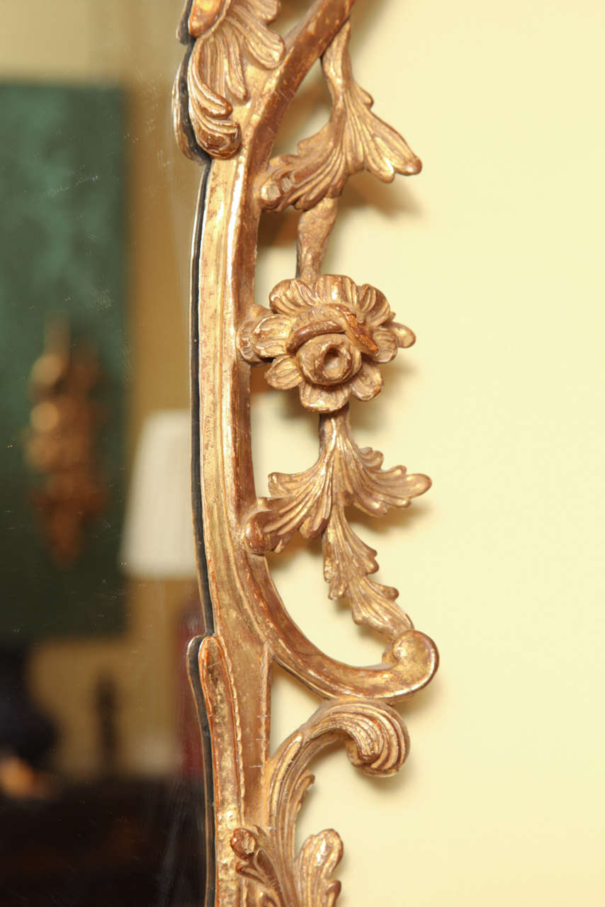 Mid-18th Century Antique Pair of Chippendale Carved Giltwood Mirrors, circa 1765