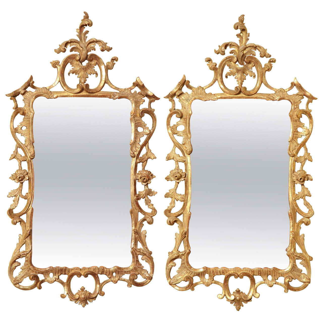 Antique Pair of Chippendale Carved Giltwood Mirrors, circa 1765 at 1stdibs