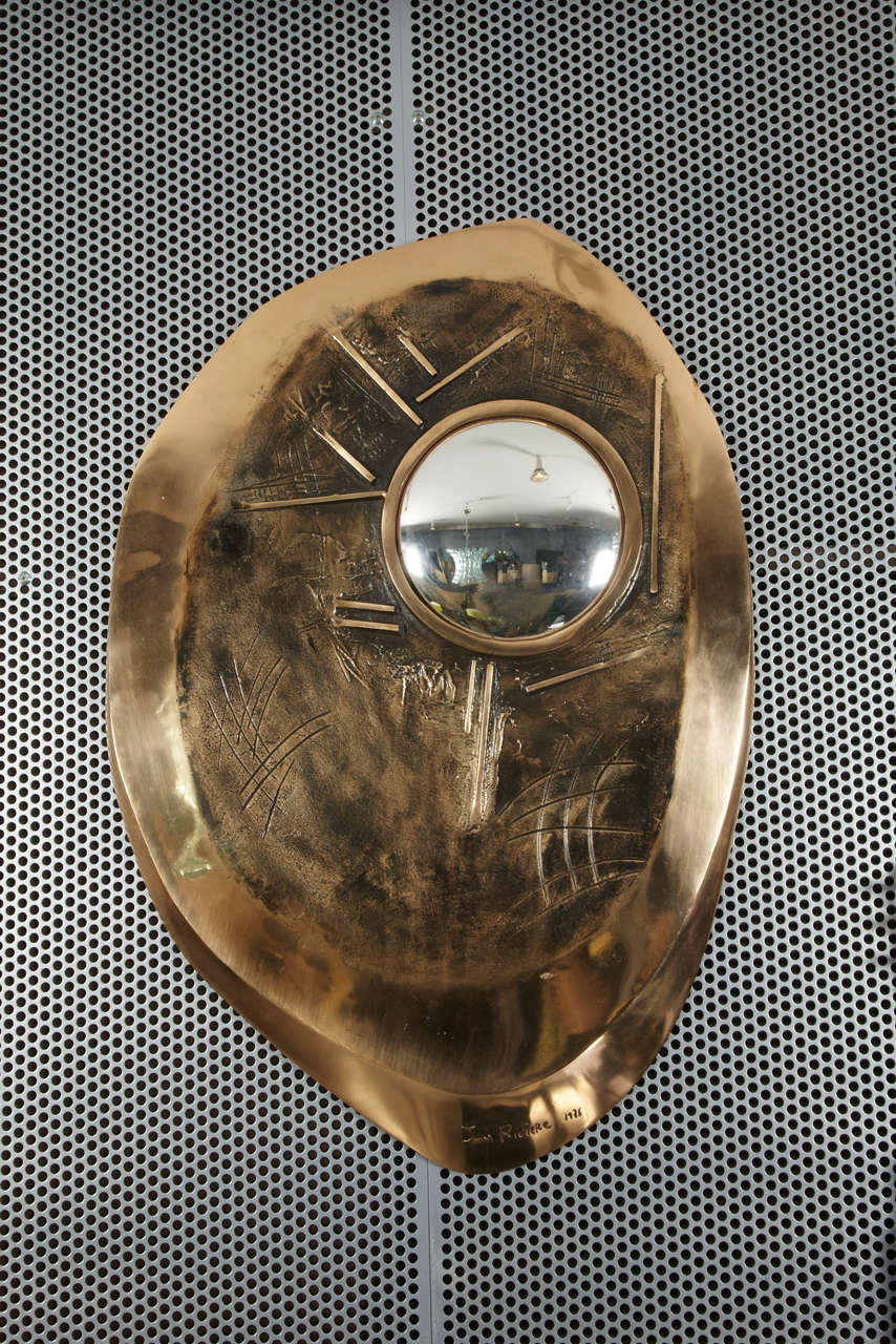 Awesome Bronze Mirror by Jean Rivière