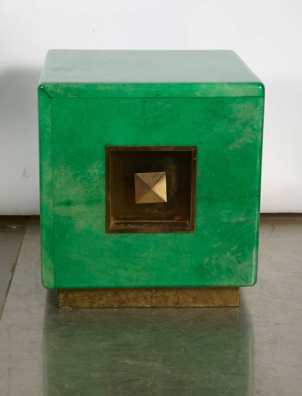 1970's  side table covered with goatskin 