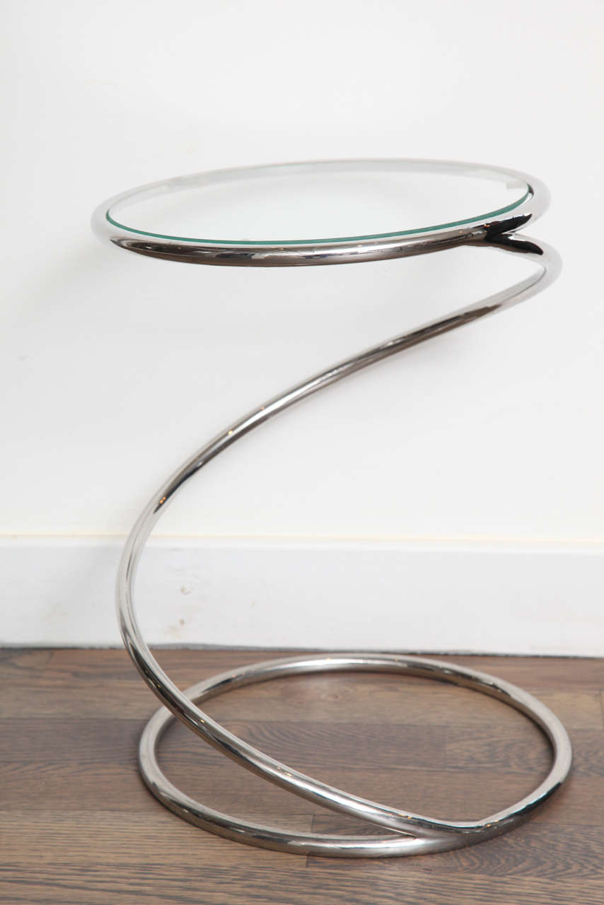 Glass  Chrome Spiral Tables