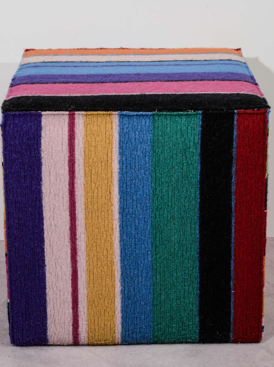 Italian Vintage Multi-Colored Cube Shaped Pouf by Missoni