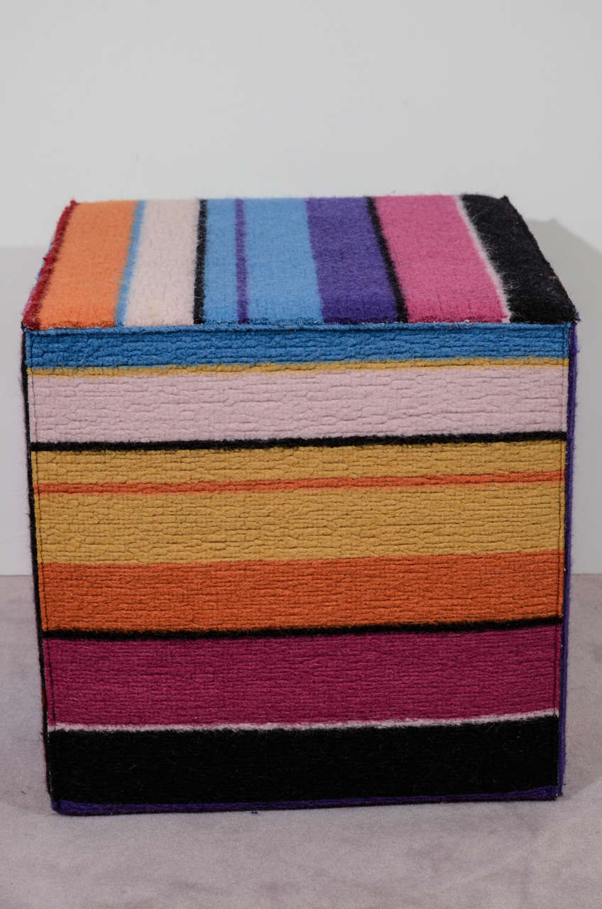 Vintage Multi-Colored Cube Shaped Pouf by Missoni 1