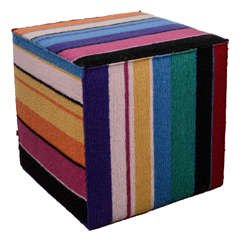 Vintage Multi-Colored Cube Shaped Pouf by Missoni