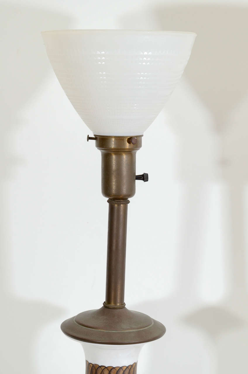 Mid-Century Modern A Midcentury Pair of Tommi Parzinger Classical Motif Lamps For Sale