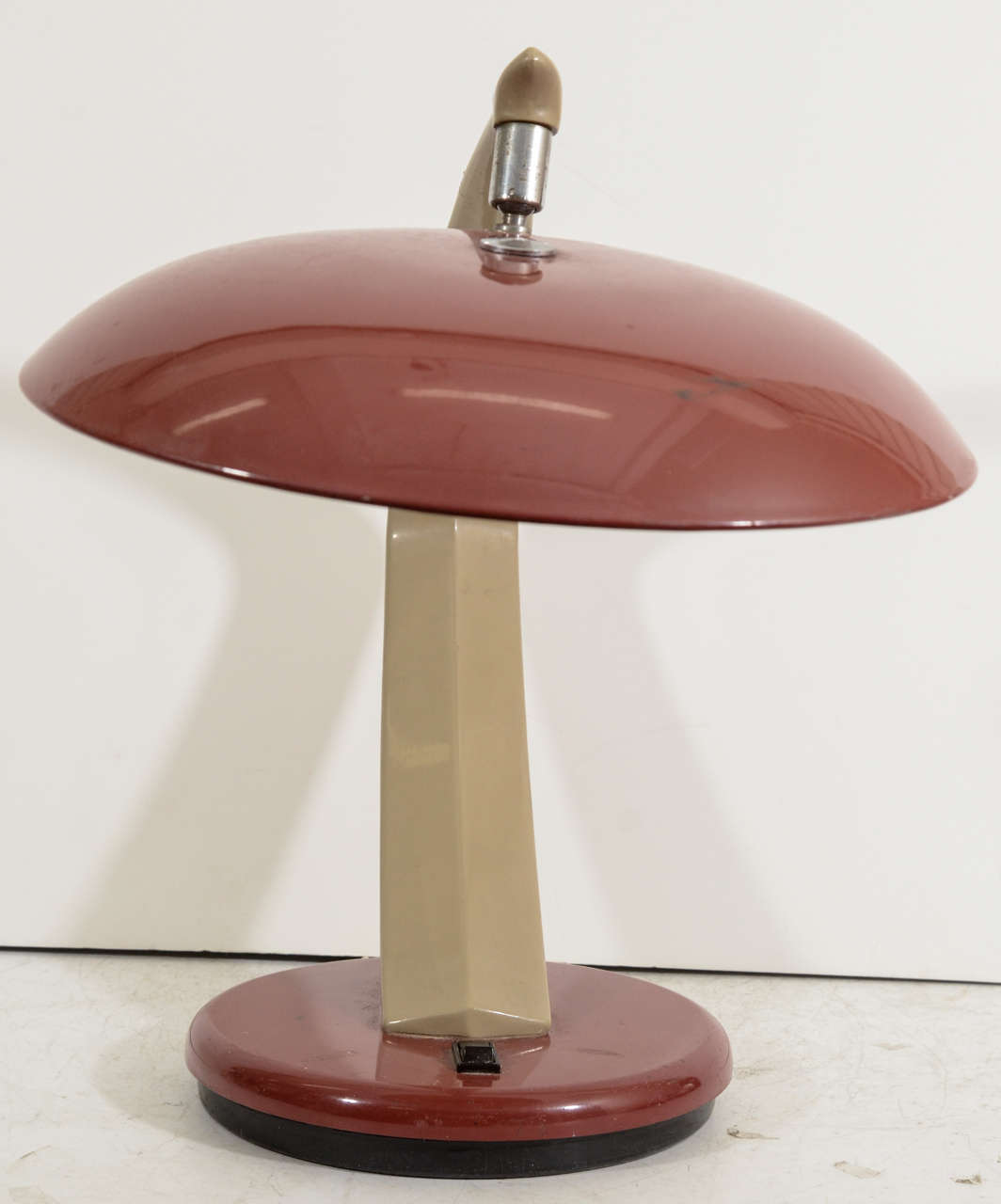 20th Century Fase Articulated Desk Lamp with Red Enamel Shade