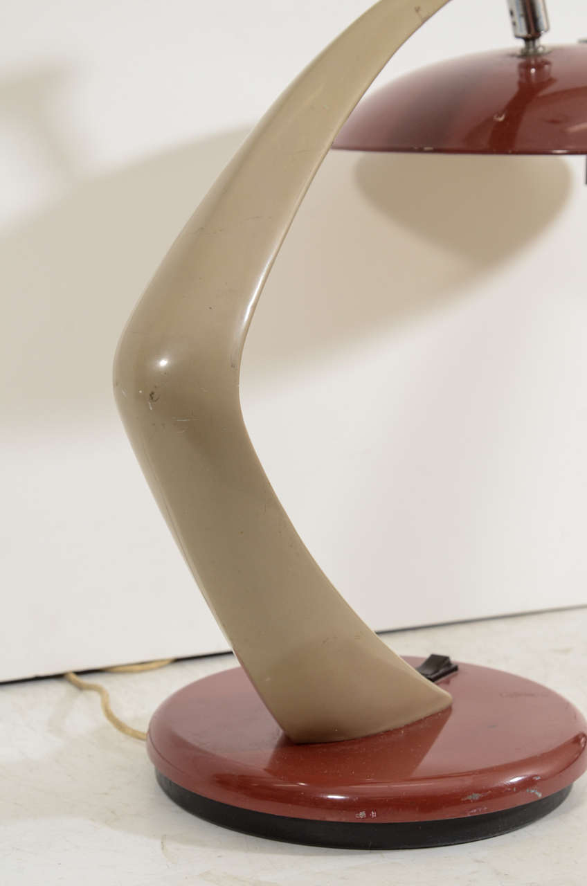 Metal Fase Articulated Desk Lamp with Red Enamel Shade