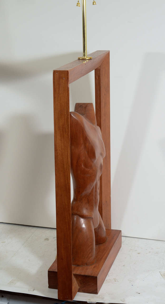 20th Century Stunning Pair of Modernistic Figural Male and Female Torso Lamps For Sale