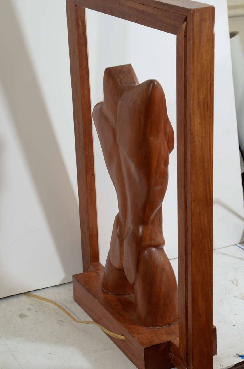 Wood  Stunning Pair of Modernistic Figural Male and Female Torso Lamps For Sale