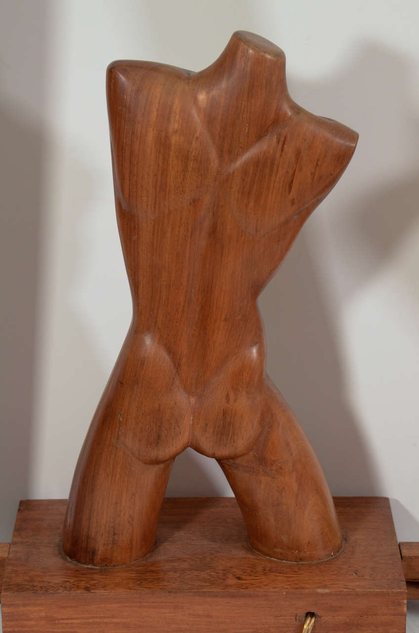 Stunning Pair of Modernistic Figural Male and Female Torso Lamps For Sale 2