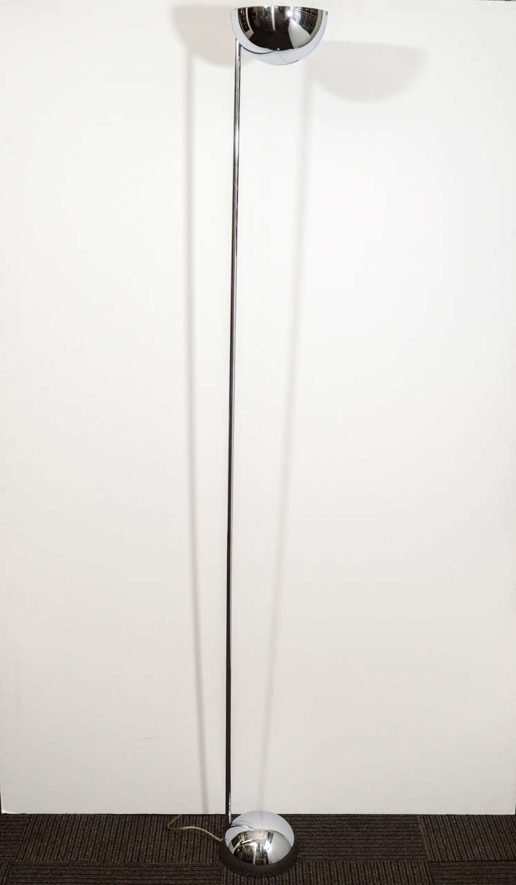 Mid Century Chrome Half Globe Floor Lamp