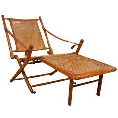 Antique English Faux Bamboo Campaign Chair