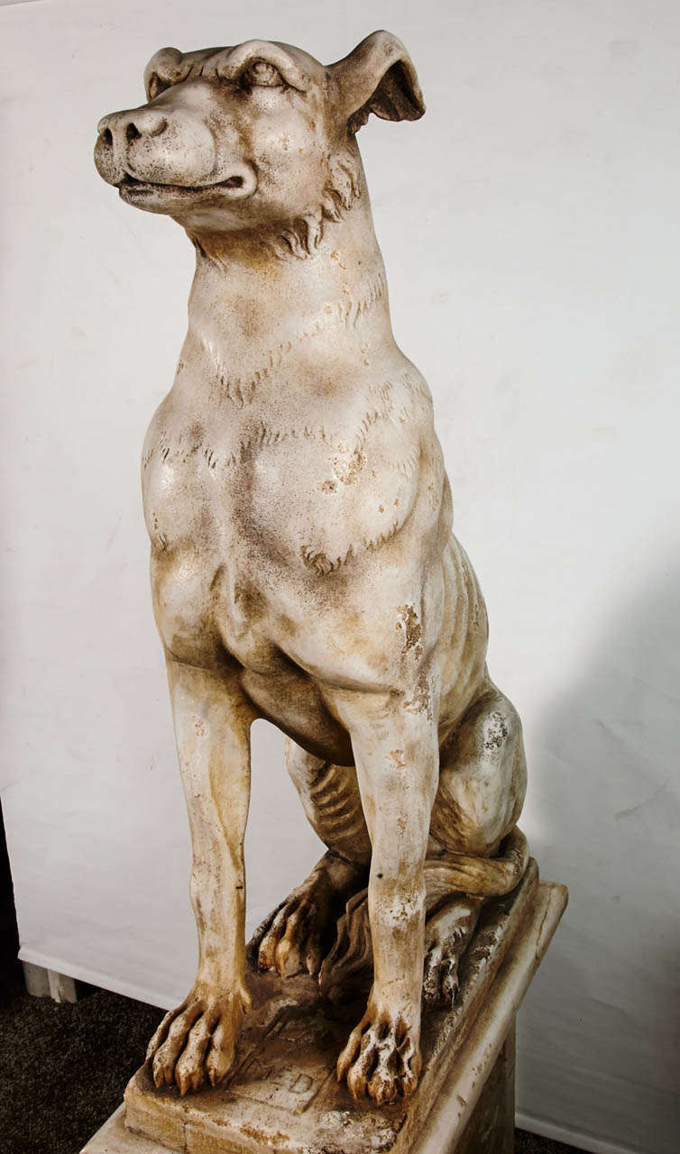 19th Century Italian Pair of Greyhounds in Marble For Sale 3