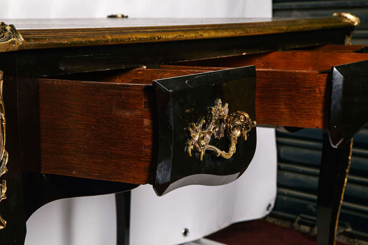 19th Century French Lacquered Desk with Gilt Bronze Pulls For Sale 2