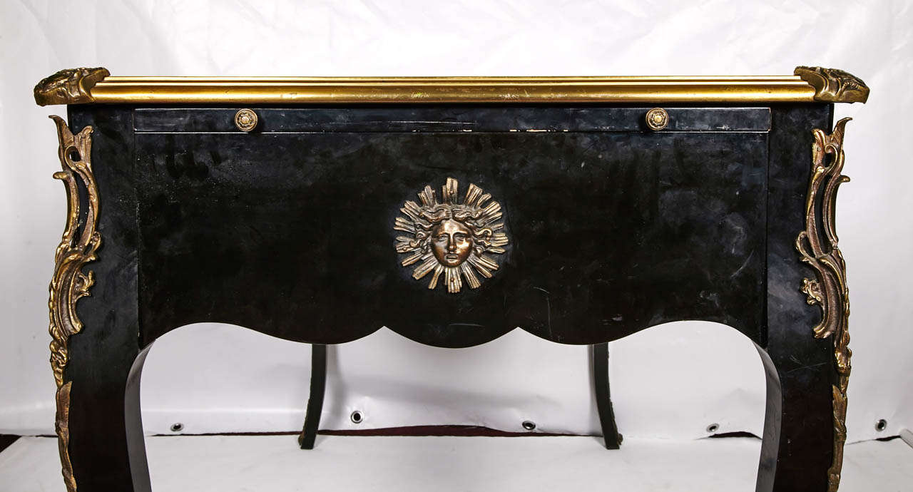 19th Century French Lacquered Desk with Gilt Bronze Pulls For Sale 3
