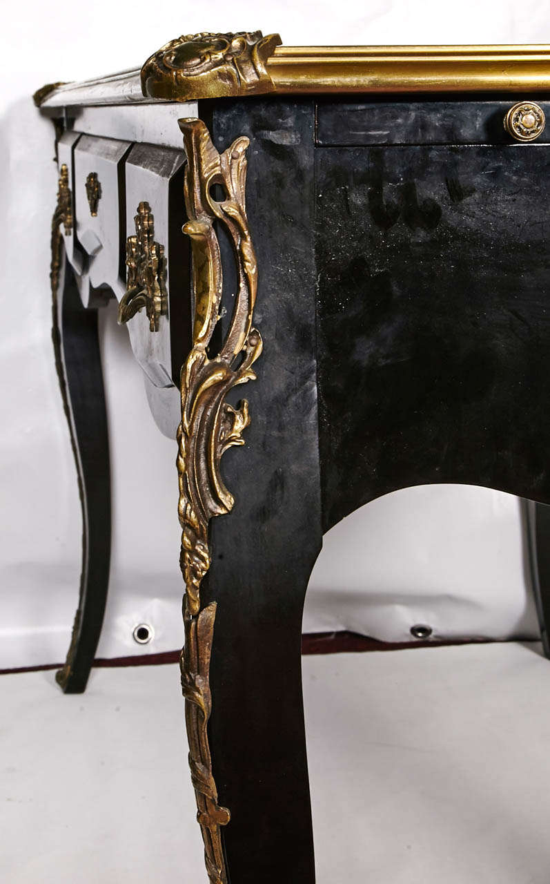 19th Century French Lacquered Desk with Gilt Bronze Pulls For Sale 4