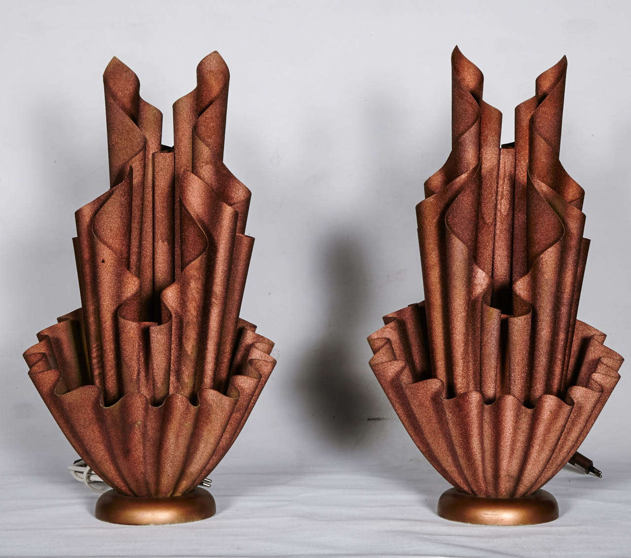 20th Century French Pair of Lamps in Handkerchief Glass Resin