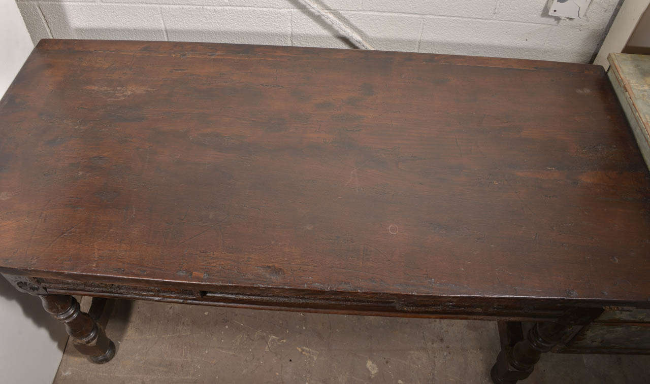 17th Century Spanish Oak Two-Drawer Table 1
