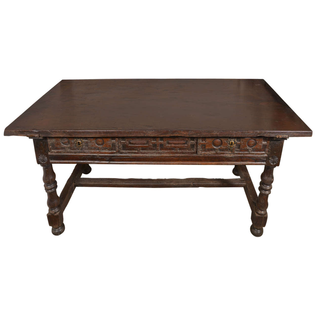 17th Century Spanish Oak Two-Drawer Table