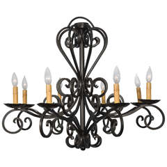 Hand-Wrought Iron Spanish, Eight-Light Chandelier