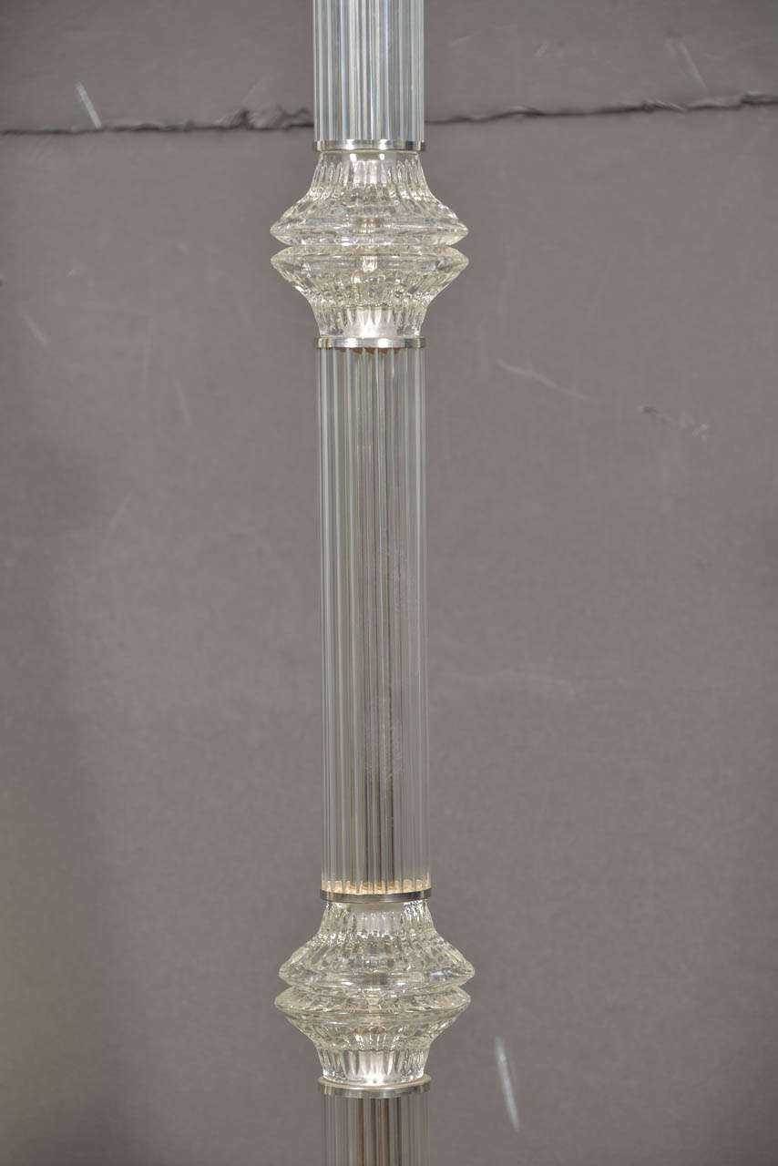 Mid-Century Modern Steiffel Crystal, ribbed Glass, 1950's Floor Lamp