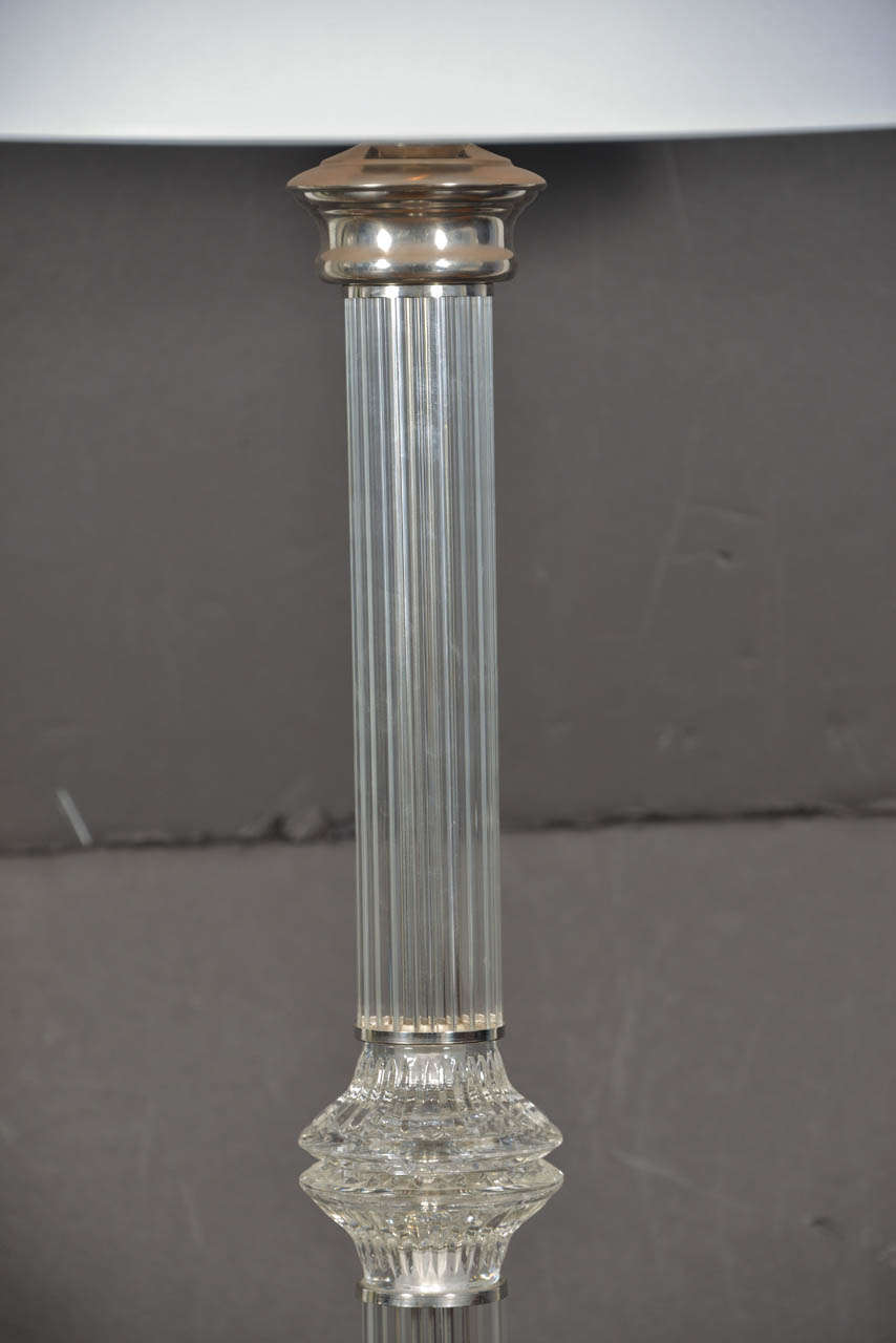 Steiffel Crystal, ribbed Glass, 1950's Floor Lamp In Excellent Condition In Austin, TX