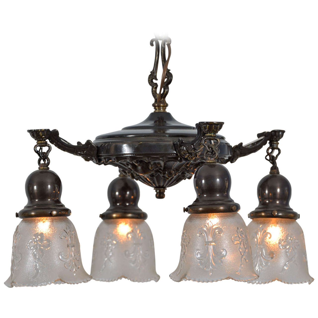 Four Light Art Nouveau Pan Fixture at 1stDibs