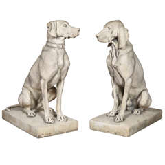 Pair of Stone Hunting Dogs