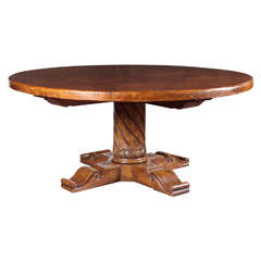 Walnut Round Table with Parquet Top
